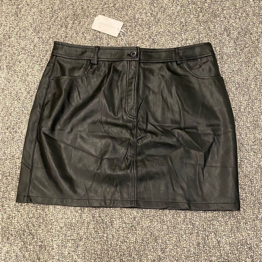 Lucy Paris Faux Black Leather Skirt NWT